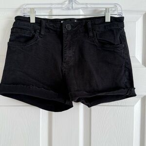 Kut from the Kloth Black Jean Shorts Distressed Hem